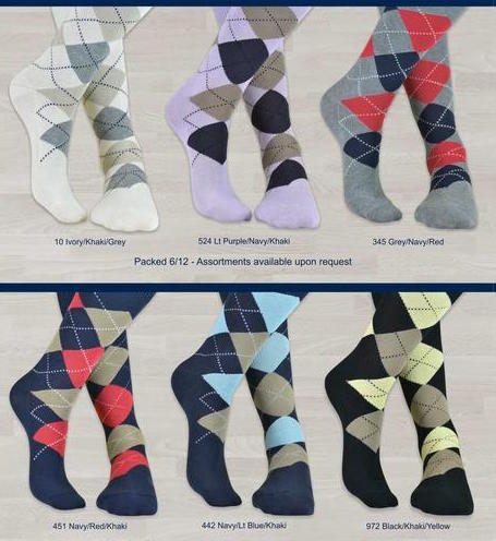 Byford Cotton Mid Calf Argyle Sock 6 Pack